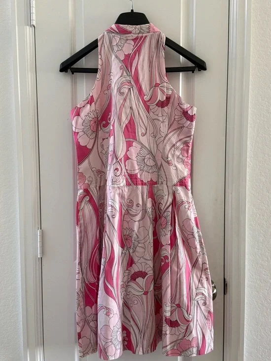 Kenar Pink Floral Sleeveless Button-Up Dress Size 8 100% Cotton - Picture 3 of 8